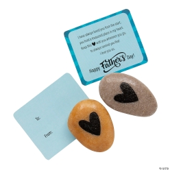 Father's Day Heart Worry Stones with Card-12Pk