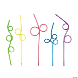 Neon Loop Plastic Straw Assortment - 36Pk