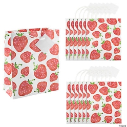 Strawberry Gift Bags with Tags - 12Pk