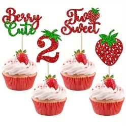 Strawberry Two Sweet Cupcake Picks 12PK