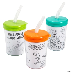 Colour Your Own Scooby-Doo Cups with Lids & Straws-12Pk