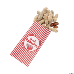 Red & White Striped Fresh Peanuts Sacks-50Pk