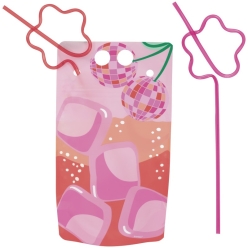 Summer Disco Cherry 18oz Drink Pouches w/ Straws 4PK