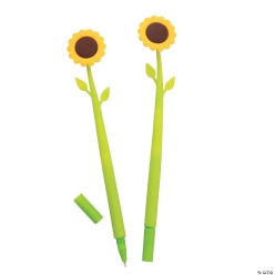 Silicone Wiggle Pens with Sunflower Toppers-12Pk