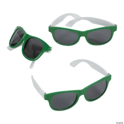 Adult Green & White Sunglasses 12 Pk