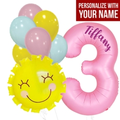 Sunshine Age 3 PERSONALIZED Balloon Bouquet