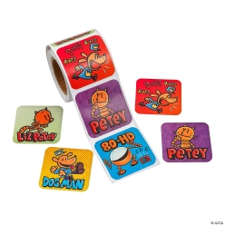 Dog Man Character Sticker Roll-100Pk