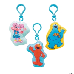 Sesame Stuffy Plush Backpack Clips - 12Pk