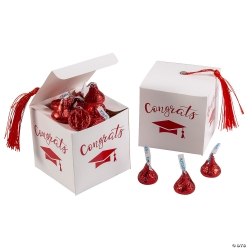 Red Grad Tassel Favour Boxes w/ Red Kisses for 25