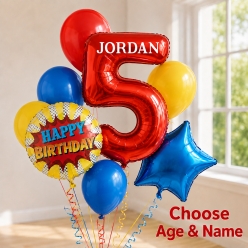 Superhero PERSONALIZED Name & Age Balloon Bouquet