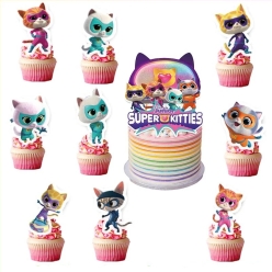 SuperKitties Large Cake Topper w/12 Cupcake Toppers