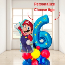 Mario 6 FT Airfill Personalized Balloon Column Kit