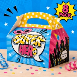 Girl Superhero Favour Boxes - 8 Pack