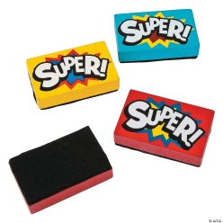 Superhero Dry Erase Erasers-12Pk