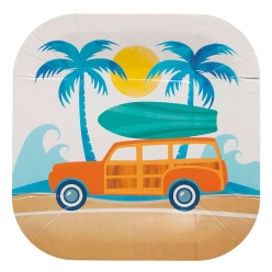 Surf Party Square Paper Dessert Plates-8Pk
