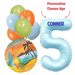Surfing PERSONALIZED Name & Age Balloon Bouquet