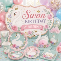*Swan 1st Birthday Party Supplies