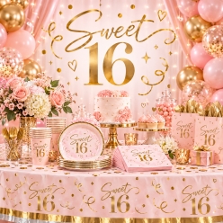 Sweet 16 Pink & Rose Gold Party Supplies Canada