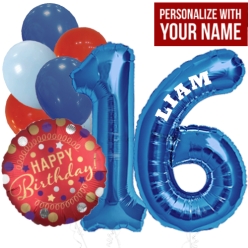 16th Birthday Boy PERSONALIZED Balloon Bouquet