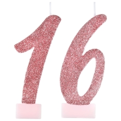 Sweet 16 Sparkling Pink Large Birthday Candles