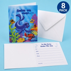Under the Sea Party Invitations & Envelopes - 8 Pack