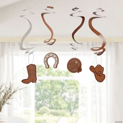 Western Party Hanging Swirl Decorations-12Pk