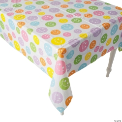 Pastel Smile Face Rectangle Plastic Tableccloth