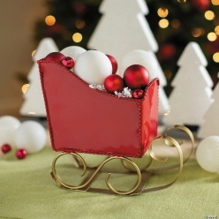 Red & Gold Santa's Sleigh Metal Tabletop Centrepiece
