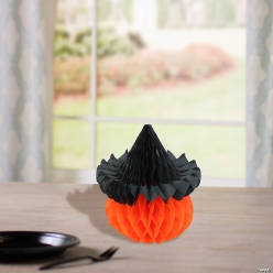 Pumpkin in Witch Hat Honeycomb Tabletop Decorations-6Pk