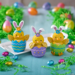 Easter Bunny Chicks in Eggs Tabletop Decoration-3Pk