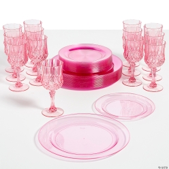 Blush Plastic Tableware Kit for 24 Guests