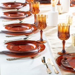 Amber Plastic Tableware Kit for 24 Guests