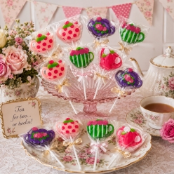 Tea Party Shaped Fruit Lollipops 12 Pk