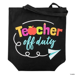 Large Teacher Off Duty Canvas Tote Bag