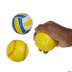 Volleyball, Softball and Tennis Stress Ball Assortment-12Pk