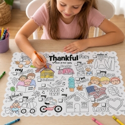 Colour In Thankful For Thanksgiving Placemats 12 Pk