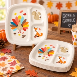 Turkey Day Premium Divided Dinner Plates - 8 PK