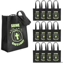 Religious Pumpkin Glow-in-the-Dark Shopper Tote Bags-12Pk