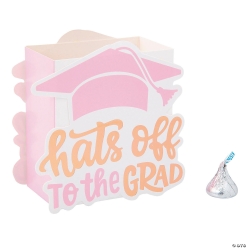 Graduation Party Pink Hats Off to the Grad Favour Boxes-12Pk