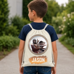 Mandalorian & Grogu Personalized Drawstring Backpack