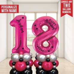 *Two Digit PERSONALIZED Pink & Black Airfill Balloon Column Kit