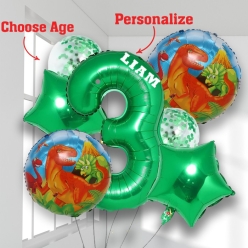 Dinosaur PERSONALIZED Name & Age Balloon Bouquet