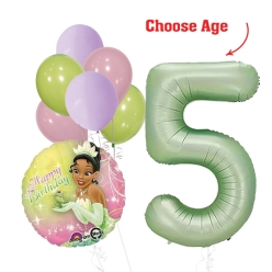 Princess Tiana Choose Age Balloon Bouquet