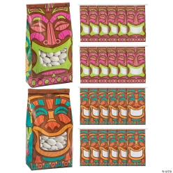 Tiki Tin Tie Treat Bags with Window-24Pk