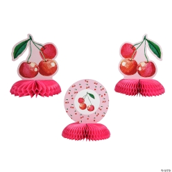 Cherry Honeycomb Tissue Paper Centerpieces-3Pk