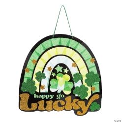 St.Patrick's Day Happy Go Lucky Sign Craft Kit-12Pk