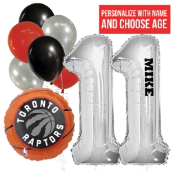 Raptors PERSONALIZED Name & Double Digit Age Balloon Bouquet