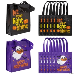 Religious Faith Halloween Laminated Shopper Tote Bags-12Pk