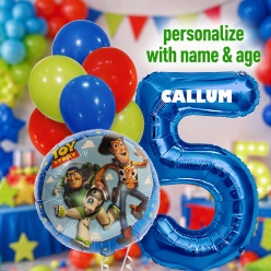 Toy Story PERSONALIZED Name & Single Digit Age Balloon Bouquet