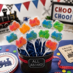 Molded Train Fruit Lollipops - 12 Pk
